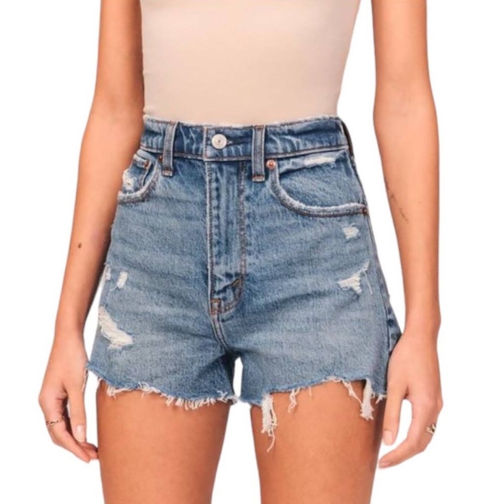 Abercrombie The Mom Short High Rise Distressed Women's Jean Denim Size 24 or 37